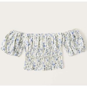 Abercrombie & Fitch Floral Off the Shoulder Puff Sleeve Blouse
